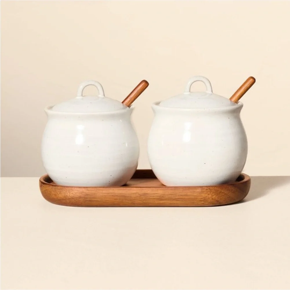 5-Piece Flared Brim Stoneware Salt & Pepper Cellar Set - Hearth & Hand Magnolia